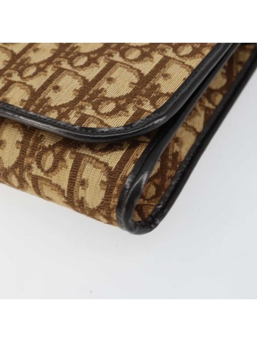Authentic Christian Dior Trotter Canvas Shoulder Bag Beige Gold - Picture 2 of 16